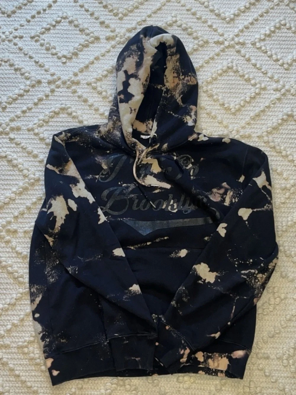 Unisex Kool for Life “Im So Brooklyn” Black Bleach Tie Dye Hoodie Sz L